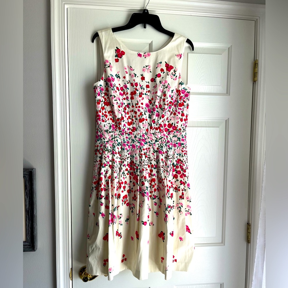 RSVP Talbots Floral Cream Pink Cocktail Wedding Summer Spring Dress Size 10